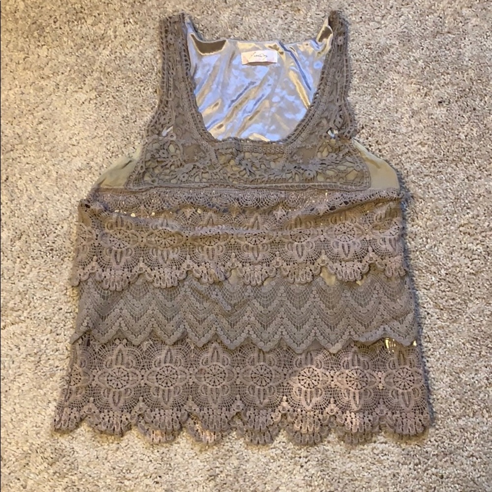 Freeway Crochet Lace & Ruffle blouse